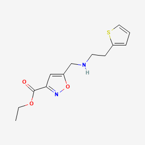 molecular formula C13H16N2O3S B11195049 Ethyl 5-({[2-(thiophen-2-yl)ethyl]amino}methyl)-1,2-oxazole-3-carboxylate 