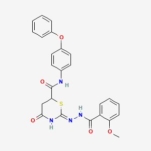 molecular formula C25H22N4O5S B11195060 2-[(2-Methoxyphenyl)hydrazido]-4-oxo-N-(4-phenoxyphenyl)-5,6-dihydro-4H-1,3-thiazine-6-carboxamide 