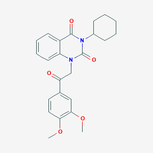 molecular formula C24H26N2O5 B11195075 3-cyclohexyl-1-[2-(3,4-dimethoxyphenyl)-2-oxoethyl]quinazoline-2,4(1H,3H)-dione 