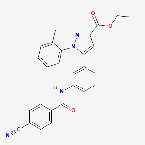 Ethyl 5-(3-(4-cyanobenzamido)phenyl)-1-(o-tolyl)-1H-pyrazole-3-carboxylate