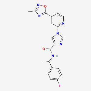 molecular formula C20H17FN6O2 B11195146 N-[1-(4-fluorophenyl)ethyl]-1-[4-(3-methyl-1,2,4-oxadiazol-5-yl)pyridin-2-yl]-1H-imidazole-4-carboxamide 