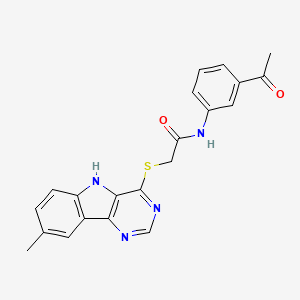 N-(3-Acetylphenyl)-2-({8-methyl-5H-pyrimido[5,4-B]indol-4-YL}sulfanyl)acetamide