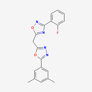 molecular formula C19H15FN4O2 B11195187 5-{[5-(3,5-Dimethylphenyl)-1,3,4-oxadiazol-2-yl]methyl}-3-(2-fluorophenyl)-1,2,4-oxadiazole 