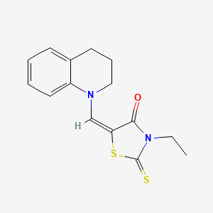 molecular formula C15H16N2OS2 B11195192 (5E)-5-(3,4-dihydroquinolin-1(2H)-ylmethylidene)-3-ethyl-2-thioxo-1,3-thiazolidin-4-one 