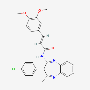 (2E)-N-[3-(4-chlorophenyl)-4-methyl-3H-1,5-benzodiazepin-2-yl]-3-(3,4-dimethoxyphenyl)prop-2-enamide