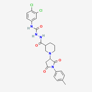 molecular formula C24H25Cl2N5O4 B11195206 N-(3,4-dichlorophenyl)-2-({1-[1-(4-methylphenyl)-2,5-dioxopyrrolidin-3-yl]piperidin-3-yl}carbonyl)hydrazinecarboxamide 