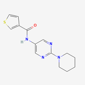 molecular formula C14H16N4OS B11195217 N-[2-(Piperidin-1-YL)pyrimidin-5-YL]thiophene-3-carboxamide 