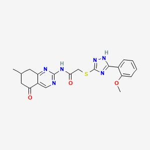 molecular formula C20H20N6O3S B11195221 2-{[5-(2-methoxyphenyl)-4H-1,2,4-triazol-3-yl]sulfanyl}-N-(7-methyl-5-oxo-5,6,7,8-tetrahydroquinazolin-2-yl)acetamide 