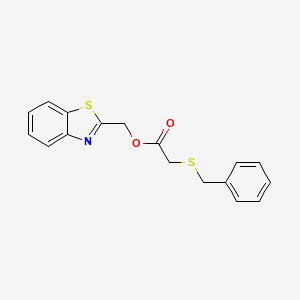 Benzylsulfanylacetic acid, (benzothiazol-2-yl)methyl ester