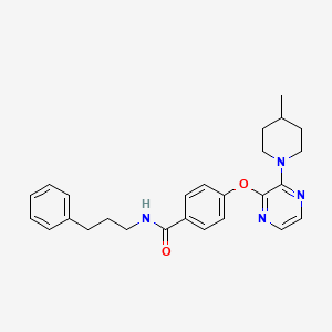 molecular formula C26H30N4O2 B11195308 4-{[3-(4-methylpiperidin-1-yl)pyrazin-2-yl]oxy}-N-(3-phenylpropyl)benzamide 