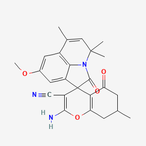 2-amino-8'-methoxy-4',4',6',7-tetramethyl-2',5-dioxo-5,6,7,8-tetrahydro-4'H-spiro[chromene-4,1'-pyrrolo[3,2,1-ij]quinoline]-3-carbonitrile