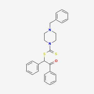 molecular formula C26H26N2OS2 B11195371 2-Oxo-1,2-diphenylethyl 4-benzylpiperazine-1-carbodithioate 