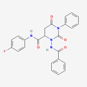 molecular formula C24H19FN4O4 B11195373 N-(4-fluorophenyl)-2,6-dioxo-1-phenyl-3-[(phenylcarbonyl)amino]hexahydropyrimidine-4-carboxamide 