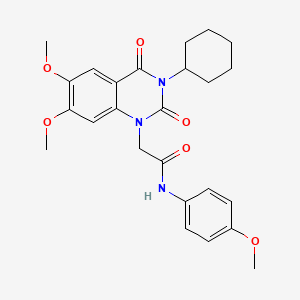 molecular formula C25H29N3O6 B11195375 2-(3-cyclohexyl-6,7-dimethoxy-2,4-dioxo-3,4-dihydroquinazolin-1(2H)-yl)-N-(4-methoxyphenyl)acetamide 