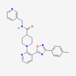 molecular formula C26H26N6O2 B11195529 1-{3-[3-(4-Methylphenyl)-1,2,4-oxadiazol-5-YL]pyridin-2-YL}-N-[(pyridin-3-YL)methyl]piperidine-4-carboxamide 