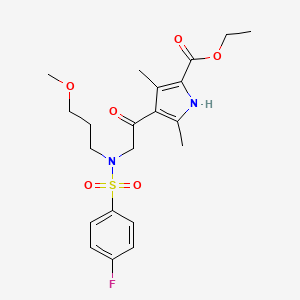 molecular formula C21H27FN2O6S B11195533 Ethyl 4-(N-((4-fluorophenyl)sulfonyl)-N-(3-methoxypropyl)glycyl)-3,5-dimethyl-1H-pyrrole-2-carboxylate 