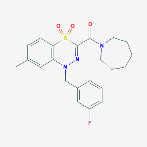 azepan-1-yl(1-(3-fluorobenzyl)-7-methyl-4,4-dioxido-1H-benzo[e][1,3,4]thiadiazin-3-yl)methanone