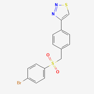 molecular formula C15H11BrN2O2S2 B11195548 4-(4-{[(4-Bromophenyl)sulfonyl]methyl}phenyl)-1,2,3-thiadiazole 