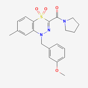 molecular formula C21H23N3O4S B11195551 [1-[(3-Methoxyphenyl)methyl]-7-methyl-4,4-dioxo-4lambda6,1,2-benzothiadiazin-3-yl]-pyrrolidin-1-ylmethanone 