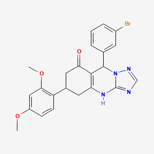 molecular formula C23H21BrN4O3 B11195570 9-(3-bromophenyl)-6-(2,4-dimethoxyphenyl)-5,6,7,9-tetrahydro[1,2,4]triazolo[5,1-b]quinazolin-8(4H)-one 