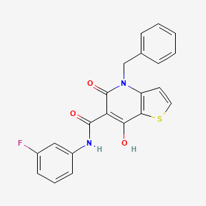 molecular formula C21H15FN2O3S B11195619 4-benzyl-N-(3-fluorophenyl)-7-hydroxy-5-oxo-4H,5H-thieno[3,2-b]pyridine-6-carboxamide 