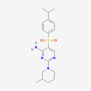 2-(3-Methylpiperidin-1-yl)-5-{[4-(propan-2-yl)phenyl]sulfonyl}pyrimidin-4-amine