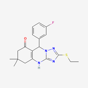 2-(ethylsulfanyl)-9-(3-fluorophenyl)-6,6-dimethyl-5,6,7,9-tetrahydro[1,2,4]triazolo[5,1-b]quinazolin-8(4H)-one