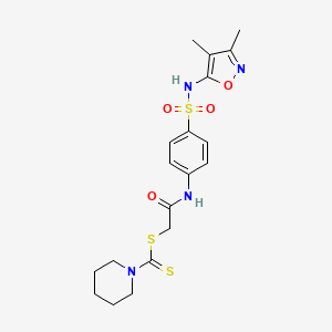 molecular formula C19H24N4O4S3 B11195754 2-({4-[(3,4-Dimethyl-1,2-oxazol-5-yl)sulfamoyl]phenyl}amino)-2-oxoethyl piperidine-1-carbodithioate 