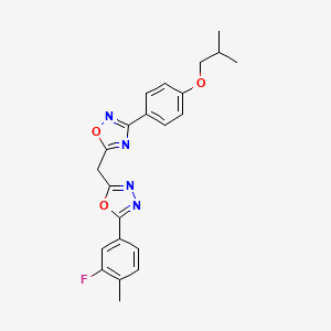 molecular formula C22H21FN4O3 B11195777 5-{[5-(3-Fluoro-4-methylphenyl)-1,3,4-oxadiazol-2-yl]methyl}-3-[4-(2-methylpropoxy)phenyl]-1,2,4-oxadiazole 