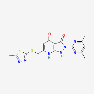 2-(4,6-dimethylpyrimidin-2-yl)-4-hydroxy-6-{[(5-methyl-1,3,4-thiadiazol-2-yl)sulfanyl]methyl}-1,2-dihydro-3H-pyrazolo[3,4-b]pyridin-3-one