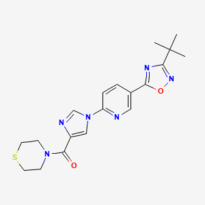 molecular formula C19H22N6O2S B11195990 4-{1-[5-(3-Tert-butyl-1,2,4-oxadiazol-5-YL)pyridin-2-YL]-1H-imidazole-4-carbonyl}thiomorpholine 