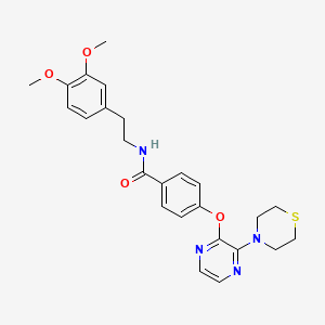 molecular formula C25H28N4O4S B11196093 N-[2-(3,4-dimethoxyphenyl)ethyl]-4-{[3-(thiomorpholin-4-yl)pyrazin-2-yl]oxy}benzamide 