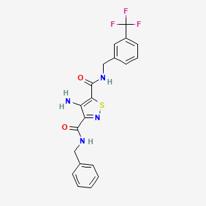 molecular formula C20H17F3N4O2S B11196099 4-amino-N~3~-benzyl-N~5~-[3-(trifluoromethyl)benzyl]-1,2-thiazole-3,5-dicarboxamide 