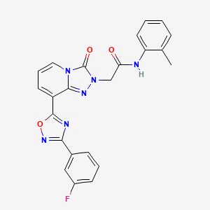 molecular formula C23H17FN6O3 B11196116 2-{8-[3-(3-fluorophenyl)-1,2,4-oxadiazol-5-yl]-3-oxo[1,2,4]triazolo[4,3-a]pyridin-2(3H)-yl}-N-(2-methylphenyl)acetamide 