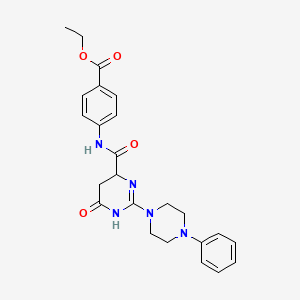 molecular formula C24H27N5O4 B11196125 Ethyl 4-({[6-oxo-2-(4-phenylpiperazin-1-yl)-3,4,5,6-tetrahydropyrimidin-4-yl]carbonyl}amino)benzoate 