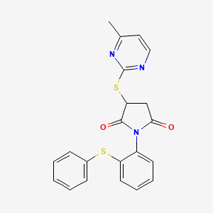 3-[(4-Methylpyrimidin-2-yl)sulfanyl]-1-[2-(phenylsulfanyl)phenyl]pyrrolidine-2,5-dione