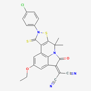 [9-(4-chlorophenyl)-2-ethoxy-7,7-dimethyl-5-oxo-10-thioxo-9,10-dihydro-7H-isothiazolo[5,4-c]pyrrolo[3,2,1-ij]quinolin-4(5H)-yliden](cyano)methyl cyanide