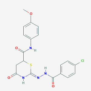 2-{2-[(4-chlorophenyl)carbonyl]hydrazinyl}-N-(4-methoxyphenyl)-4-oxo-5,6-dihydro-4H-1,3-thiazine-6-carboxamide