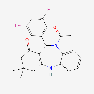 10-acetyl-11-(3,5-difluorophenyl)-3,3-dimethyl-2,3,4,5,10,11-hexahydro-1H-dibenzo[b,e][1,4]diazepin-1-one