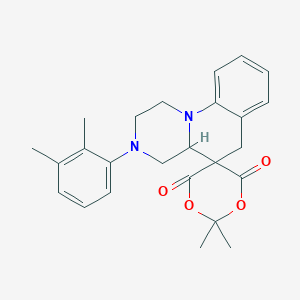 molecular formula C25H28N2O4 B11196386 3'-(2,3-Dimethylphenyl)-6,6-dimethyl-1',2',3',4',4'A,6'-hexahydrospiro[1,5-dioxane-3,5'-pyrazino[1,2-A]quinoline]-2,4-dione 