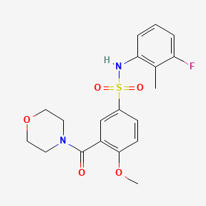 molecular formula C19H21FN2O5S B11196388 N-(3-fluoro-2-methylphenyl)-4-methoxy-3-(morpholin-4-ylcarbonyl)benzenesulfonamide 