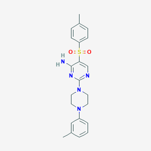 molecular formula C22H25N5O2S B11196442 2-[4-(3-Methylphenyl)piperazin-1-yl]-5-[(4-methylphenyl)sulfonyl]pyrimidin-4-amine 