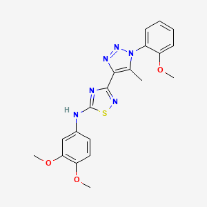 molecular formula C20H20N6O3S B11196497 N-(3,4-Dimethoxyphenyl)-3-[1-(2-methoxyphenyl)-5-methyl-1H-1,2,3-triazol-4-YL]-1,2,4-thiadiazol-5-amine 