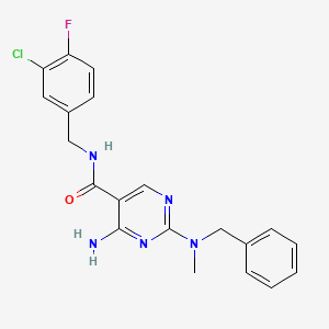 4-amino-2-[benzyl(methyl)amino]-N-(3-chloro-4-fluorobenzyl)pyrimidine-5-carboxamide