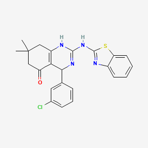 molecular formula C23H21ClN4OS B11196600 2-(1,3-benzothiazol-2-ylamino)-4-(3-chlorophenyl)-7,7-dimethyl-4,6,7,8-tetrahydroquinazolin-5(1H)-one 