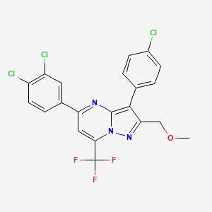 molecular formula C21H13Cl3F3N3O B11196665 3-(4-Chlorophenyl)-5-(3,4-dichlorophenyl)-2-(methoxymethyl)-7-(trifluoromethyl)pyrazolo[1,5-a]pyrimidine 