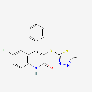 molecular formula C18H12ClN3OS2 B11196678 6-chloro-3-[(5-methyl-1,3,4-thiadiazol-2-yl)sulfanyl]-4-phenylquinolin-2(1H)-one 