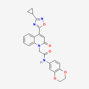 molecular formula C24H20N4O5 B11196743 2-[4-(3-cyclopropyl-1,2,4-oxadiazol-5-yl)-2-oxoquinolin-1(2H)-yl]-N-(2,3-dihydro-1,4-benzodioxin-6-yl)acetamide 