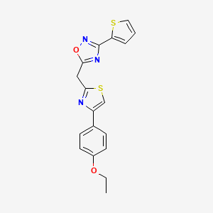 molecular formula C18H15N3O2S2 B11196760 5-{[4-(4-Ethoxyphenyl)-1,3-thiazol-2-yl]methyl}-3-(thiophen-2-yl)-1,2,4-oxadiazole 