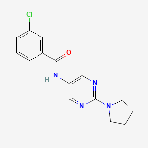 molecular formula C15H15ClN4O B11196767 3-Chloro-N-[2-(pyrrolidin-1-YL)pyrimidin-5-YL]benzamide 